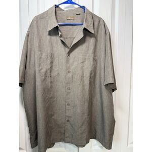 Café Luna Men's 3XL Short Sleeve Button Front‎ Casual Shirt Gray Linen Look
